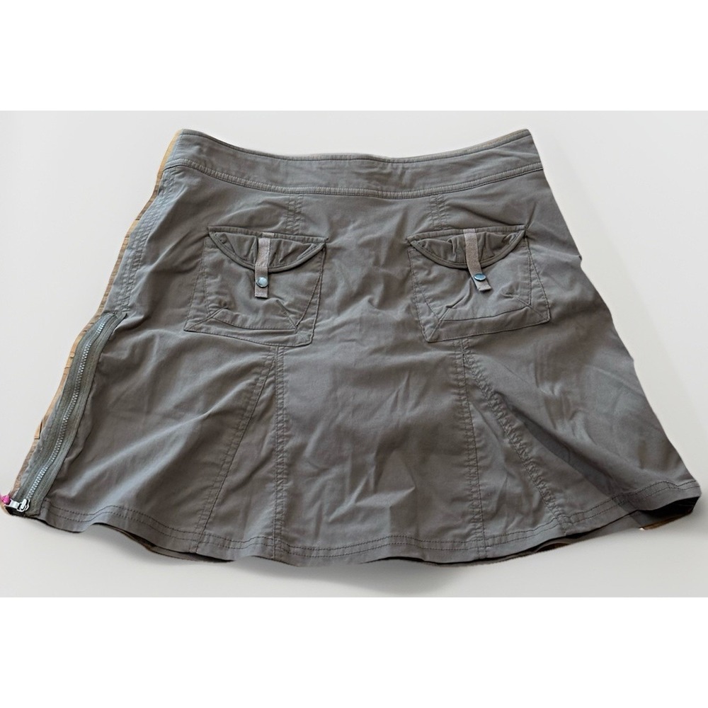 Title Nine Trail Mix Skirt Womens 6 Brown Side Zip Skort Hiking Stretch Gorpcore
